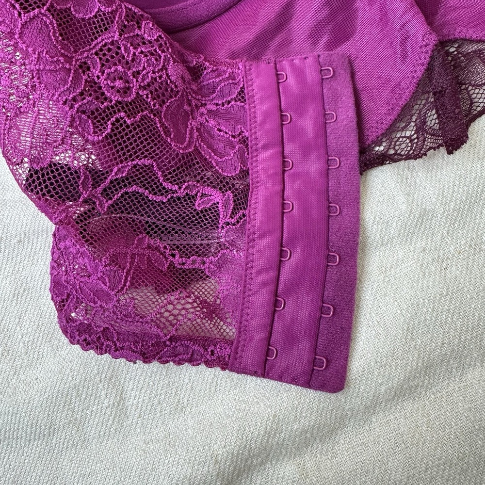 Victoria's Secret Bombshell Plunge Bra Corset Bustier Size 34C Plum Satin Pushup - Picture 8 of 12